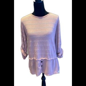 Kaktus Blush Pink Blouse NEW Size Medium Top Layered Look Stretchy Casual